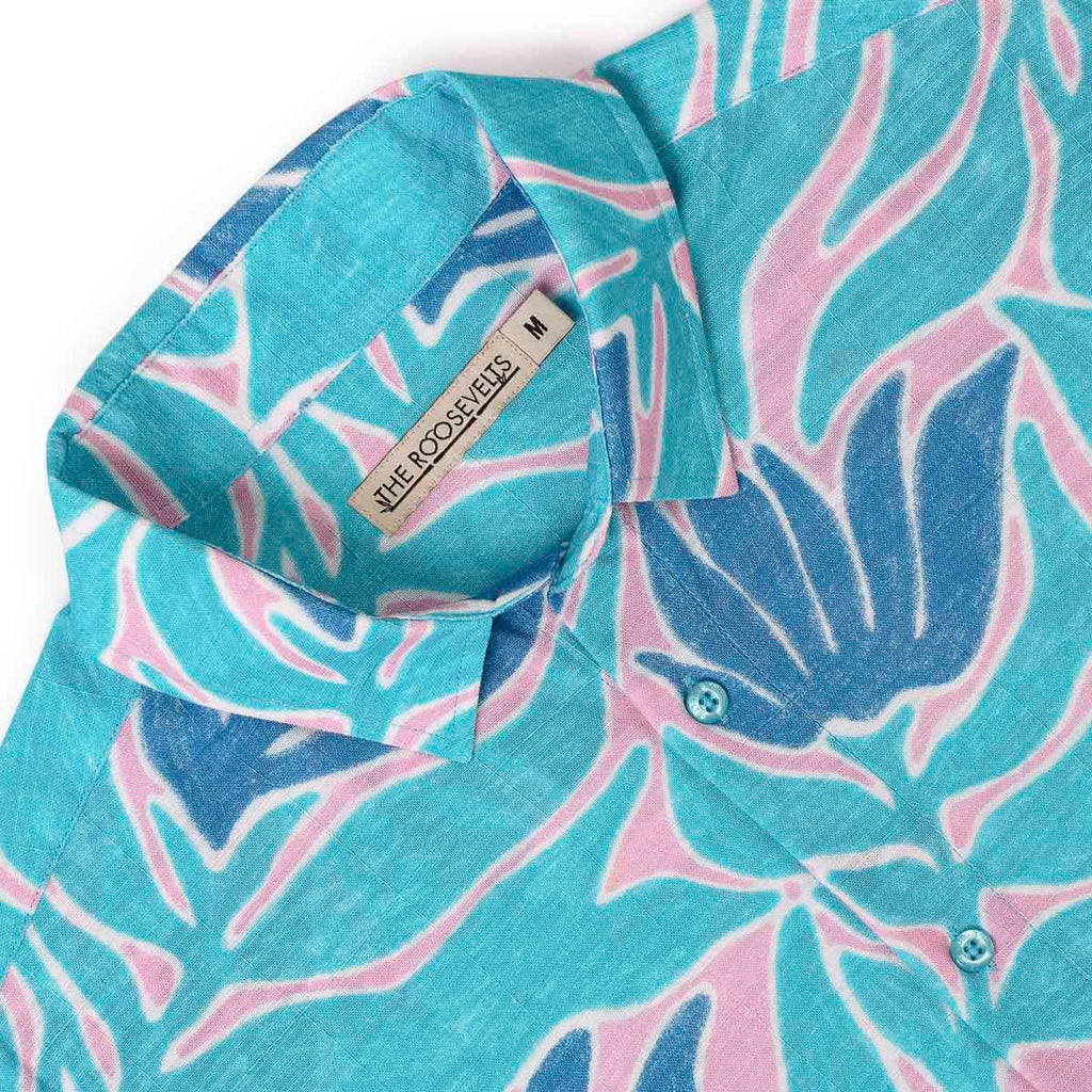 RSVLTS Turq Tropic Bamboo Short Sleeve Shirt in Blue — detail 6