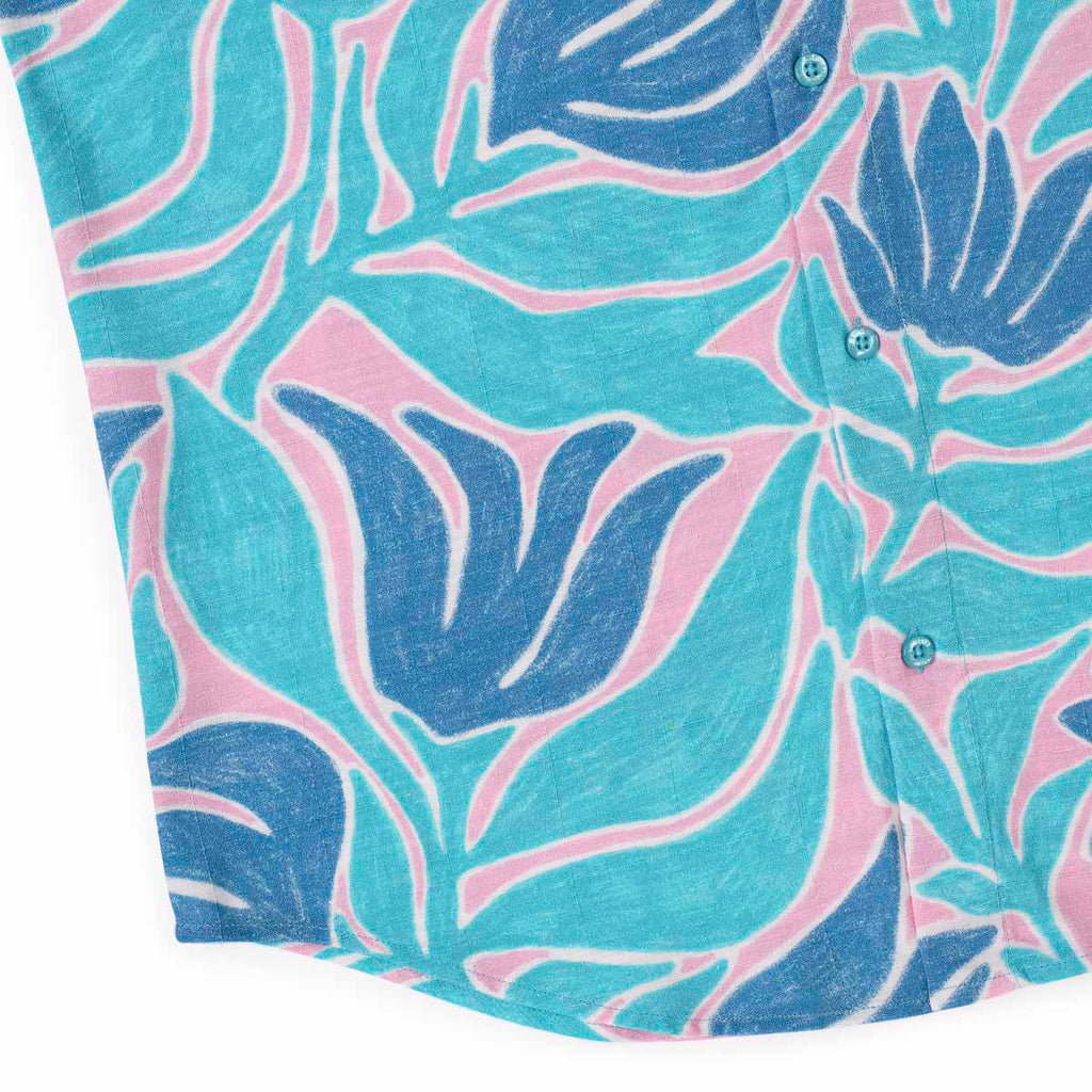 RSVLTS Turq Tropic Bamboo Short Sleeve Shirt in Blue — detail 7