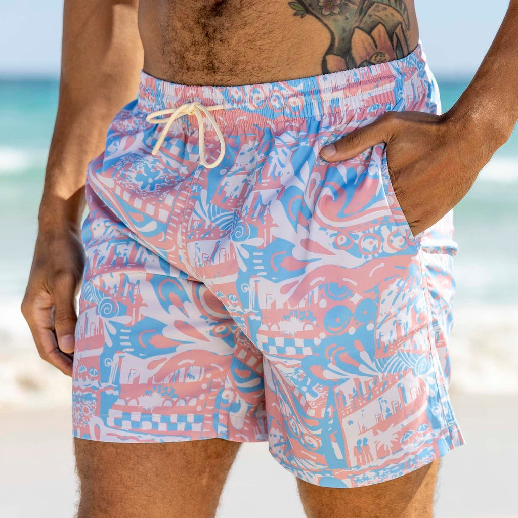 RSVLTS Positano Hybrid Shorts in Blue — front view