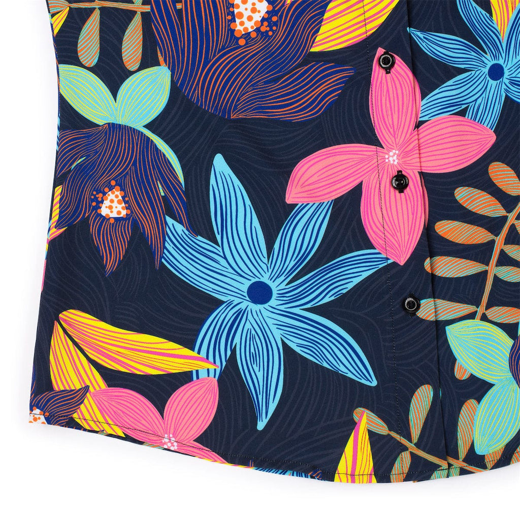 RSVLTS Petal Strokes Women's KUNUFLEX Short Sleeve Shirt in Black — detail 12