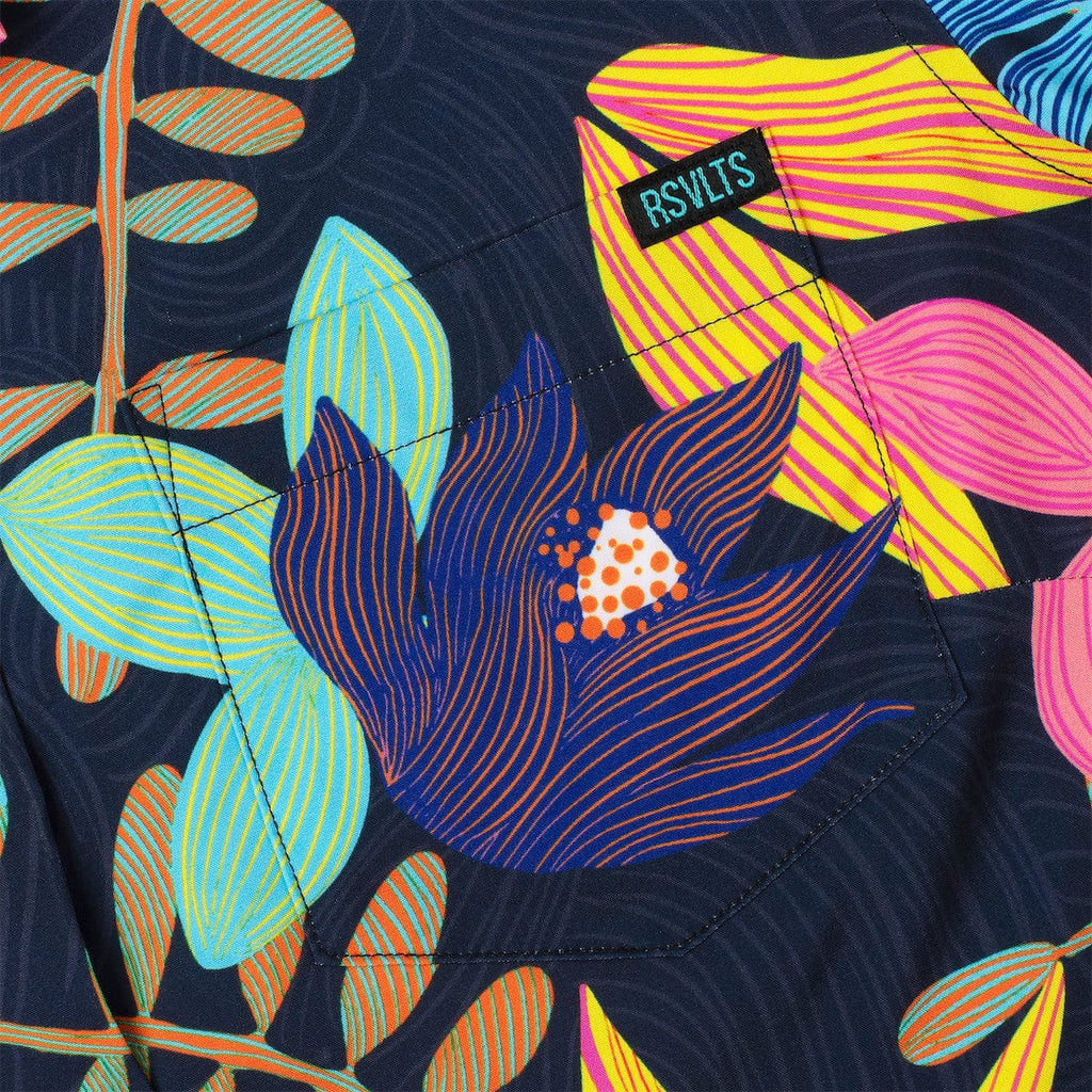 RSVLTS Petal Strokes Women's KUNUFLEX Short Sleeve Shirt in Black — detail 11
