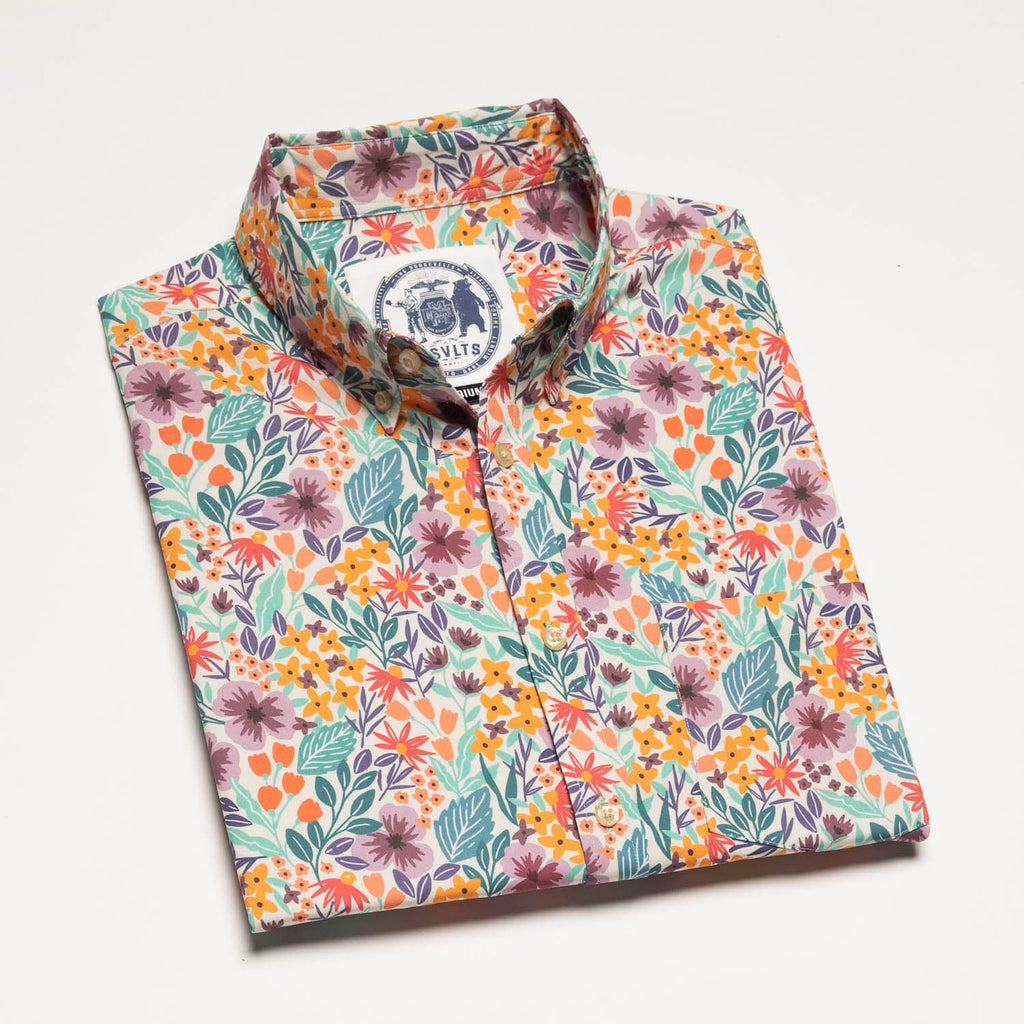 RSVLTS Garden Party KUNUFLEX Short Sleeve Shirt in Green — detail 8