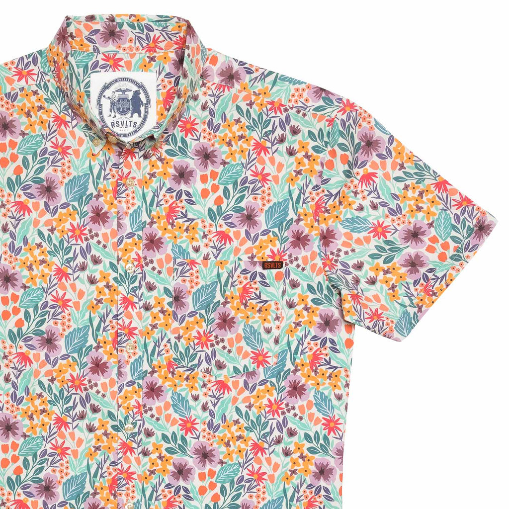 RSVLTS Garden Party KUNUFLEX Short Sleeve Shirt in Green — detail 2