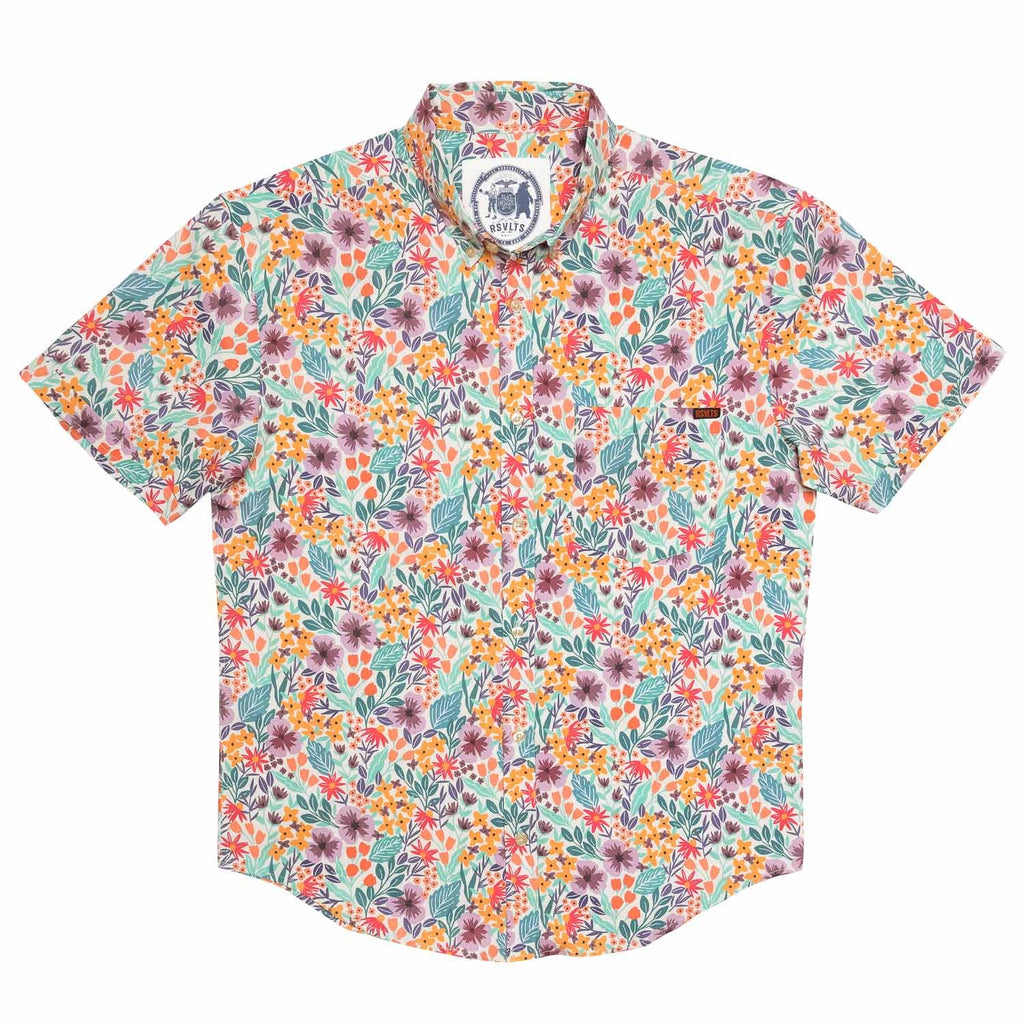 RSVLTS Garden Party KUNUFLEX Short Sleeve Shirt in Green — detail 3