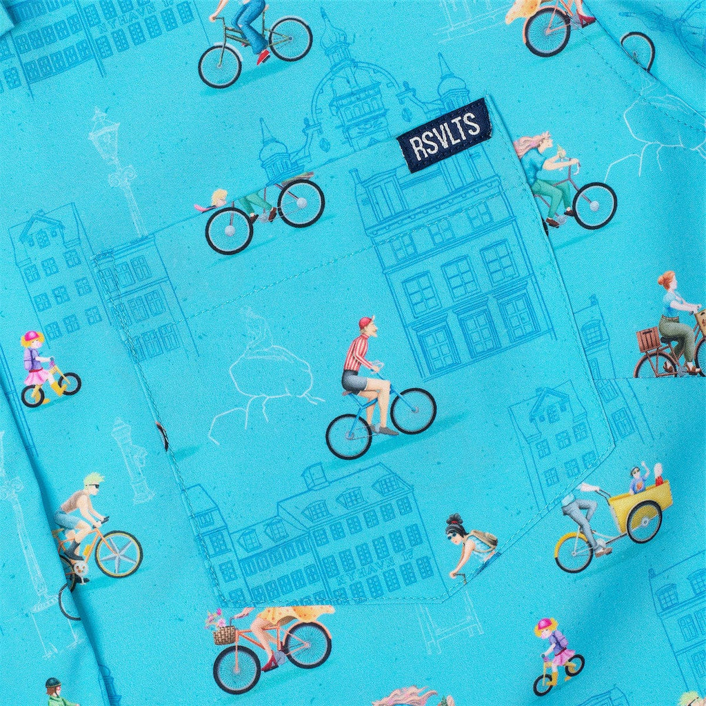 RSVLTS Copenhagen Women's KUNUFLEX Short Sleeve Shirt in Blue — detail 5