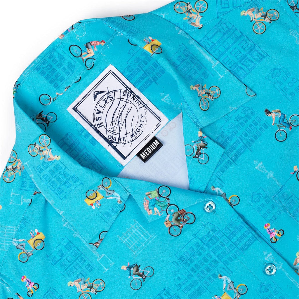 RSVLTS Copenhagen Women's KUNUFLEX Short Sleeve Shirt in Blue — detail 7
