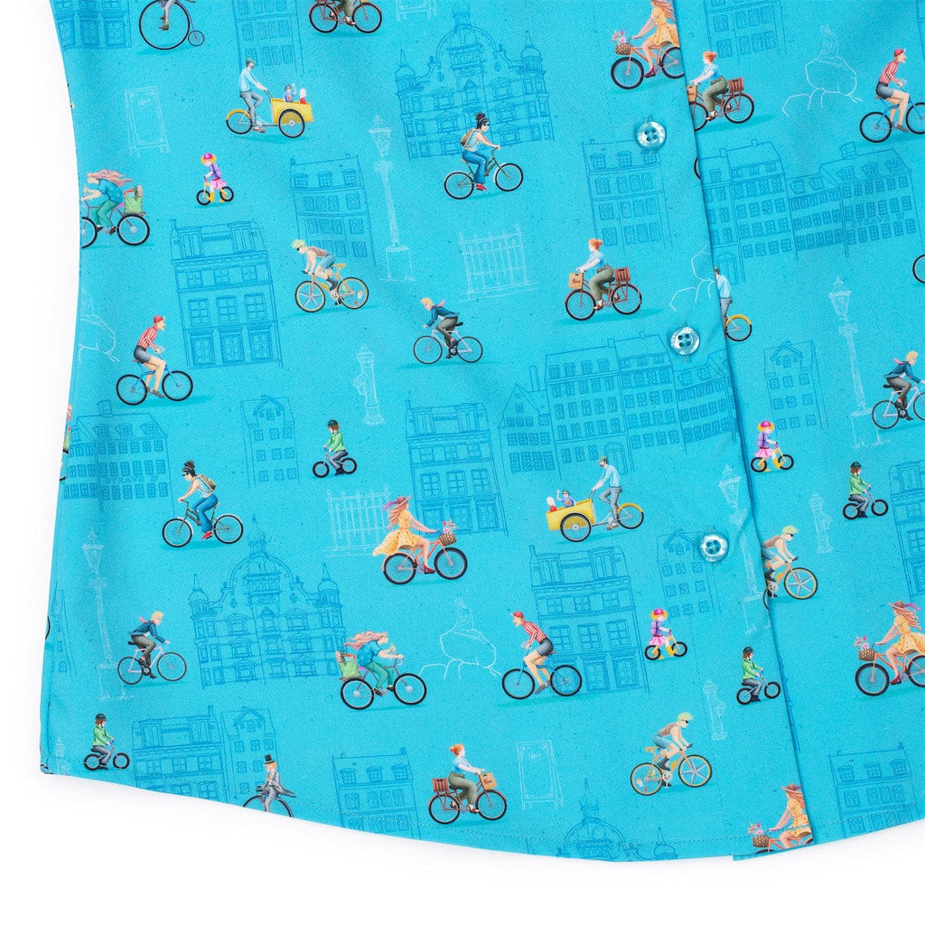 RSVLTS Copenhagen Women's KUNUFLEX Short Sleeve Shirt in Blue — detail 8