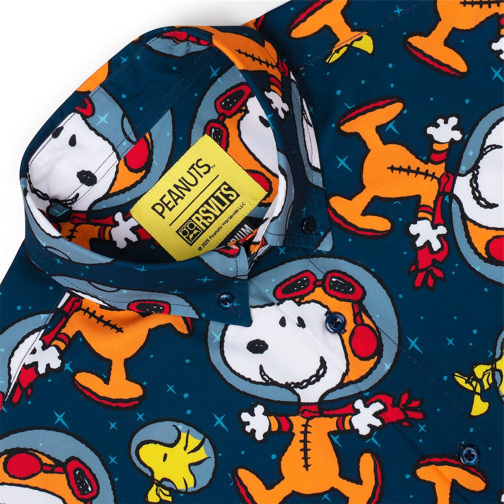 RSVLTS Snoopy in Space KUNUFLEX Short Sleeve Shirt in Blue — detail 8