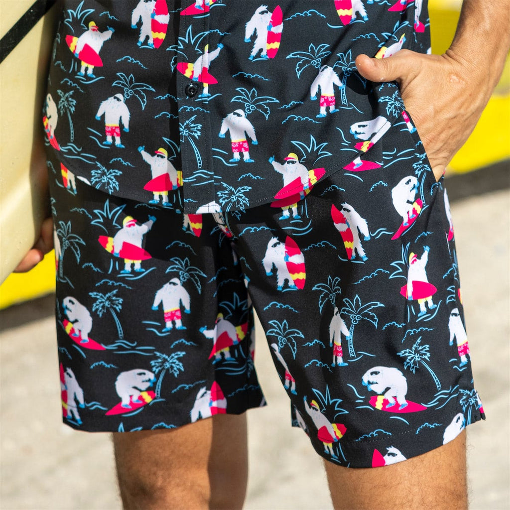RSVLTS Yeti Gets Pitted Hybrid Shorts in Black — front view