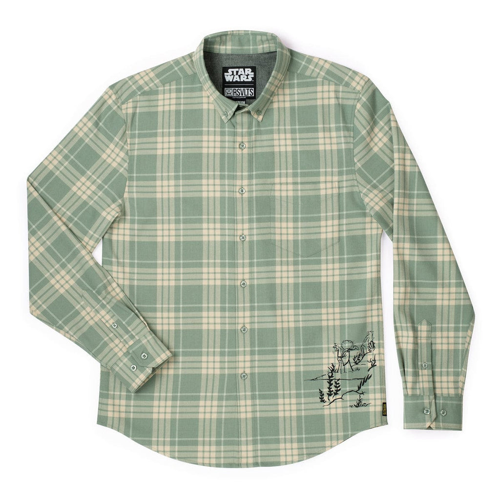 RSVLTS Dagobah Flannel Master BorlandFlex Long Sleeve Flannel in Green — front view