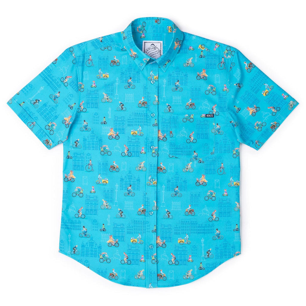 RSVLTS Copenhagen KUNUFLEX Short Sleeve Shirt in Blue — detail 7