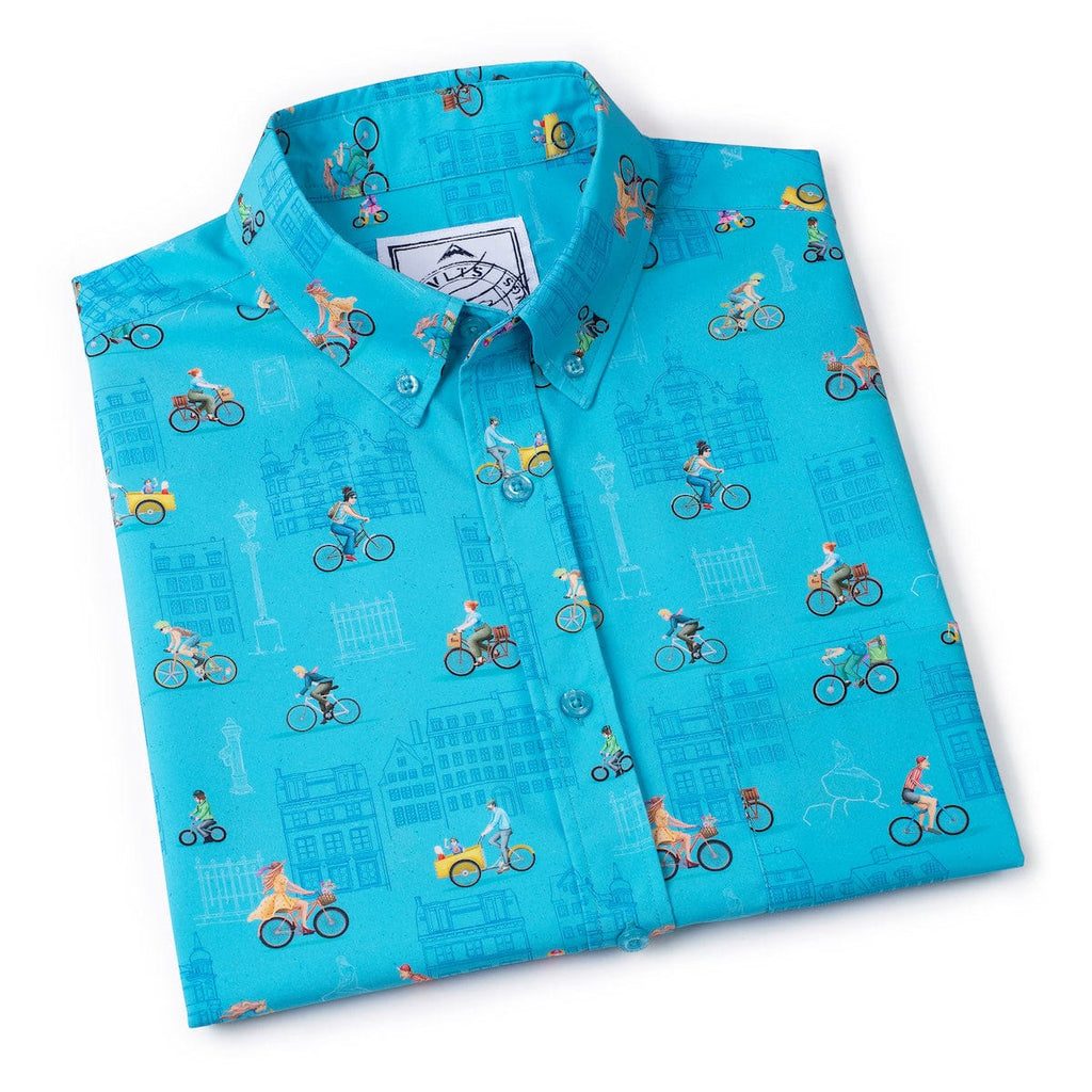RSVLTS Copenhagen KUNUFLEX Short Sleeve Shirt in Blue — detail 10