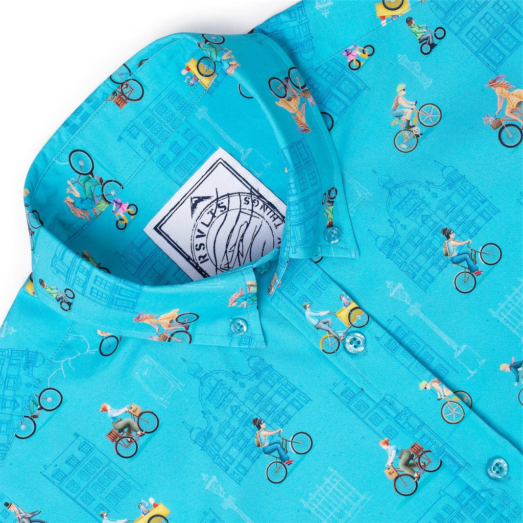 RSVLTS Copenhagen KUNUFLEX Short Sleeve Shirt in Blue — detail 8