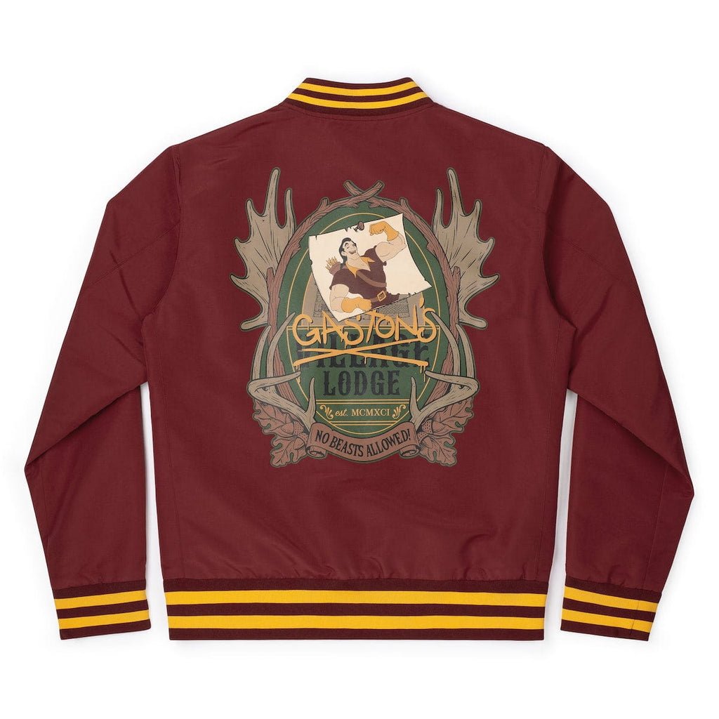 RSVLTS Gaston's Lodge Reversible Bomber Jacket in Red — front view