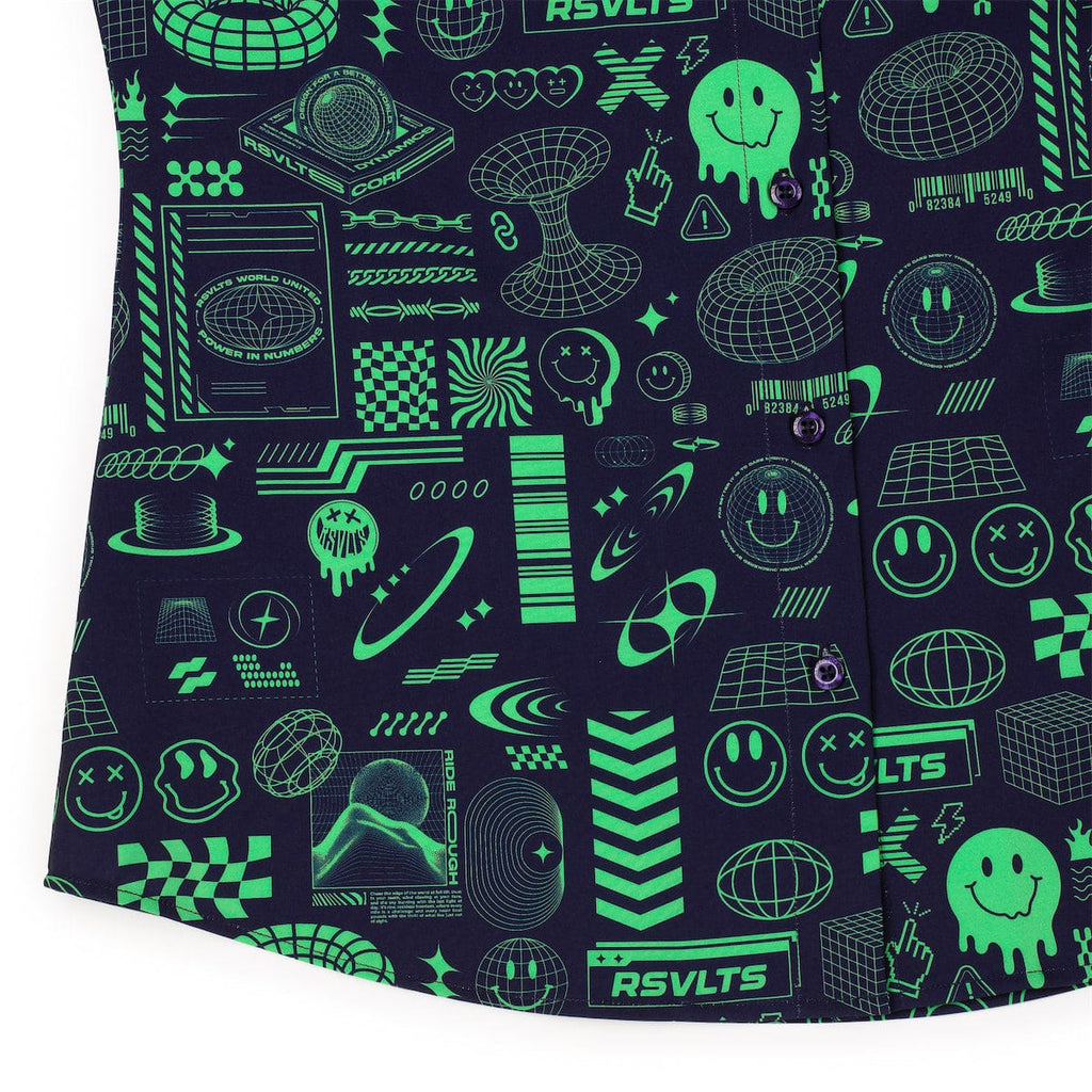 RSVLTS World Wide Widgets Women's KUNUFLEX Short Sleeve Shirt in Black — detail 7