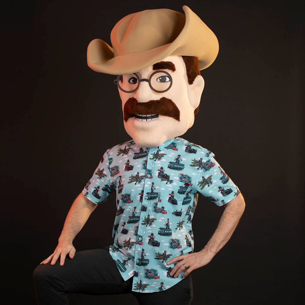 RSVLTS Teddy the Trailblazer KUNUFLEX Short Sleeve Shirt in Blue — detail 6