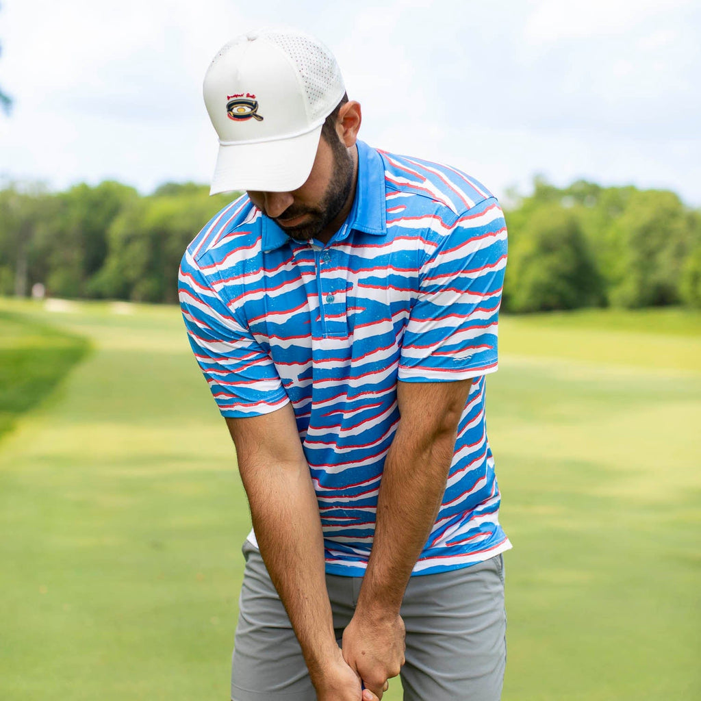 RSVLTS Wild America All-Day Polo in Blue — front view
