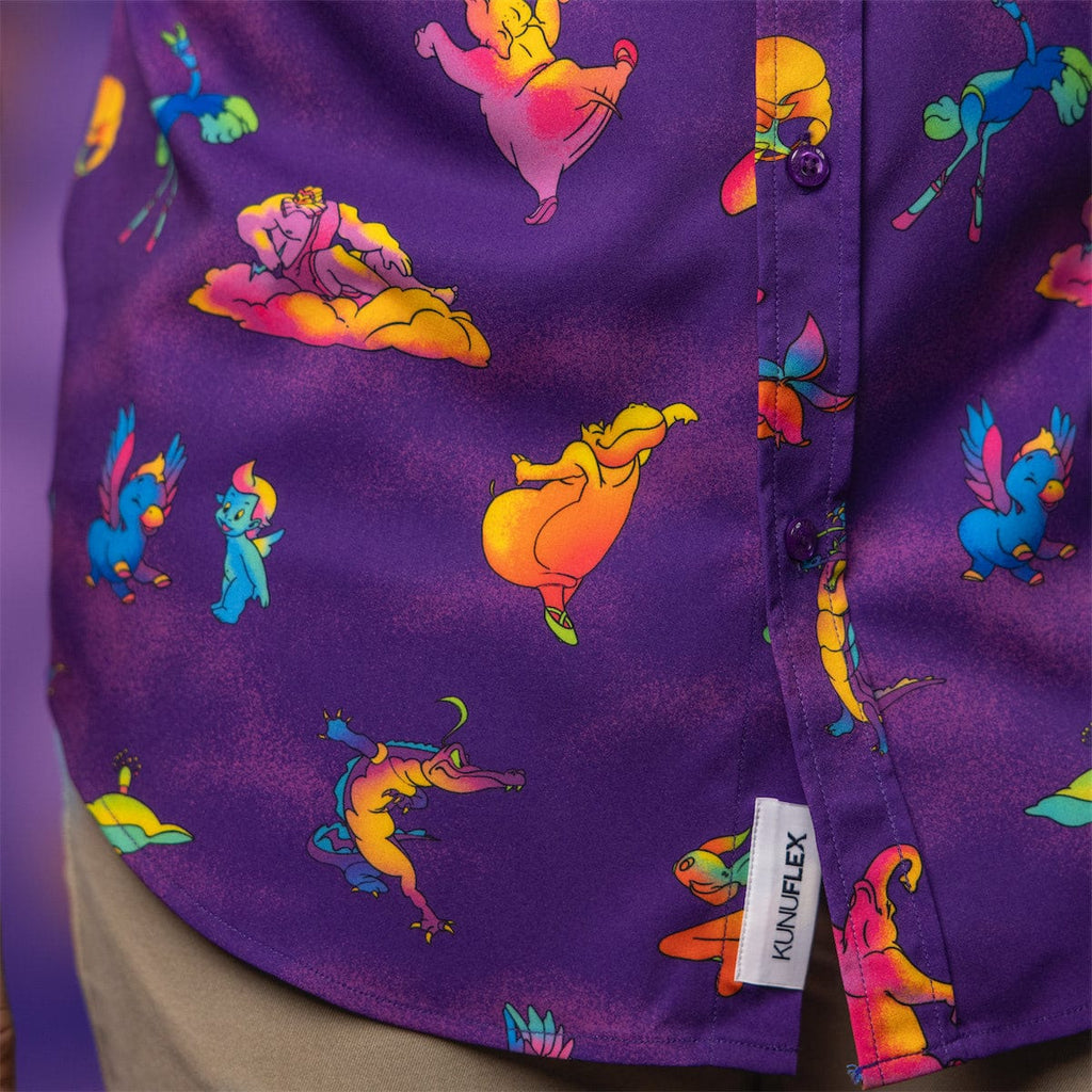 RSVLTS Shall We Dance? KUNUFLEX Short Sleeve Shirt in Purple — detail 9