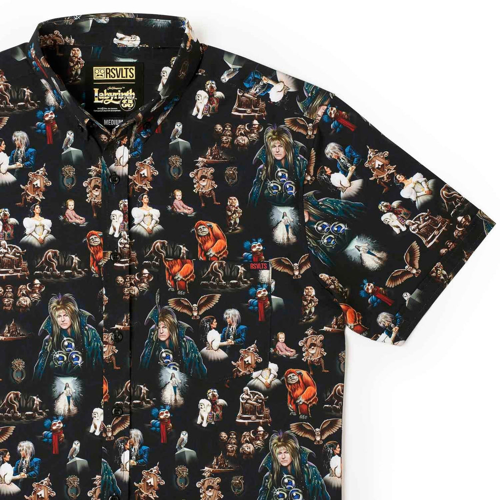 RSVLTS Further Than You Think KUNUFLEX Short Sleeve Shirt in Black — front view