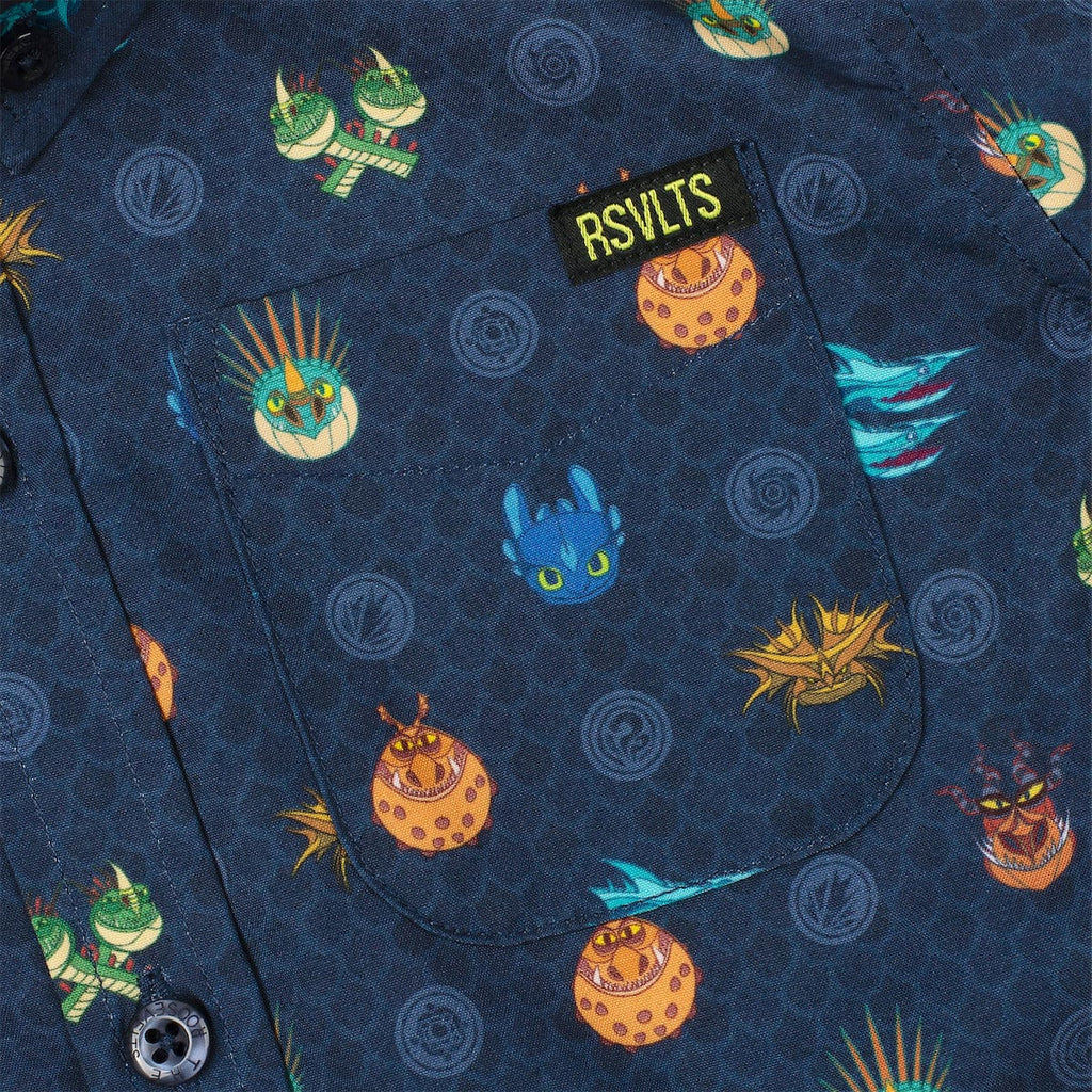 RSVLTS Fiery Faces Preschool KUNUFLEX Short Sleeve Shirt in Blue — detail 3