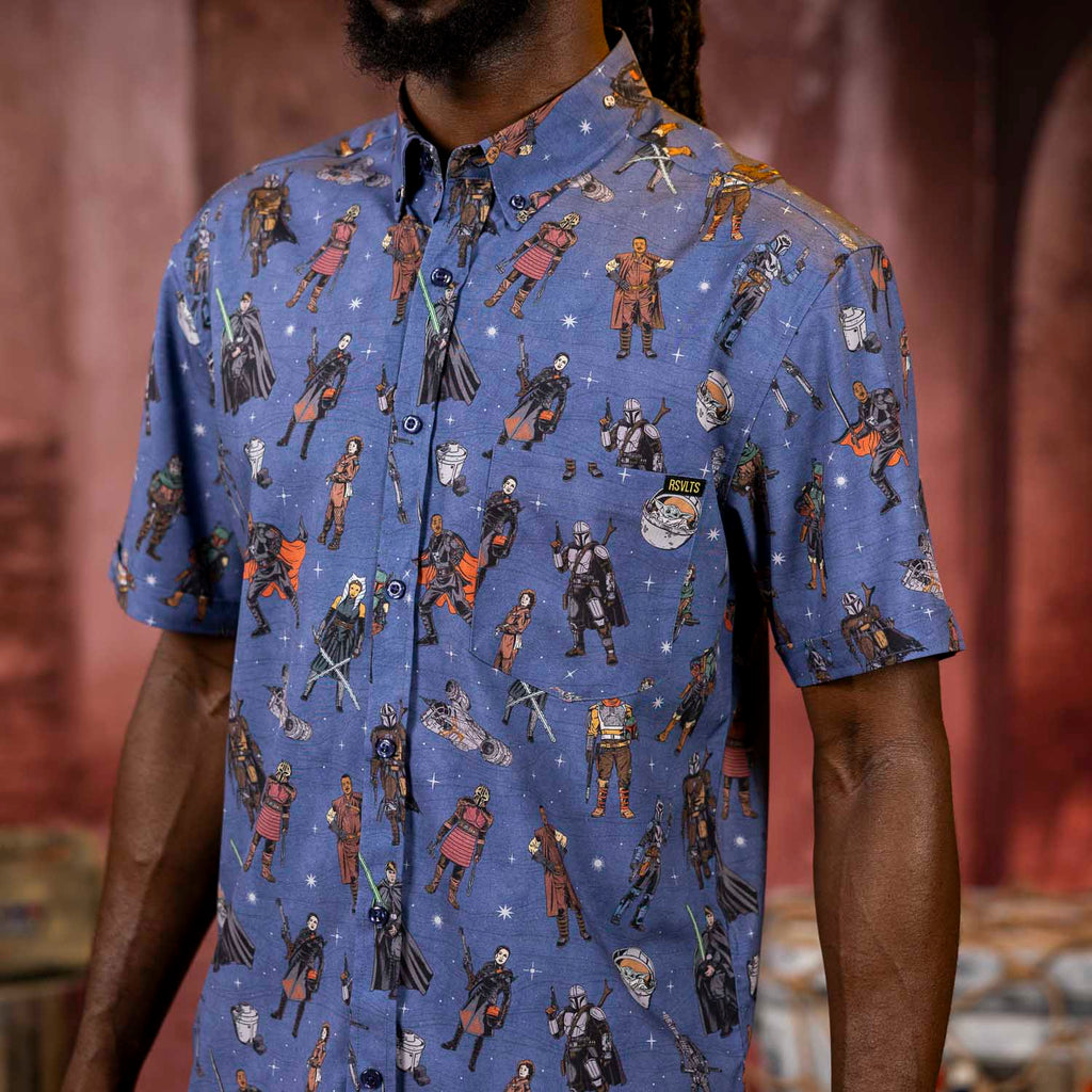 RSVLTS Retro Mando KUNUFLEX Short Sleeve Shirt in Blue — detail 8