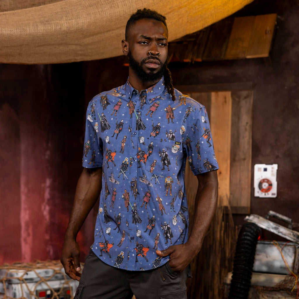 RSVLTS Retro Mando KUNUFLEX Short Sleeve Shirt in Blue — detail 6