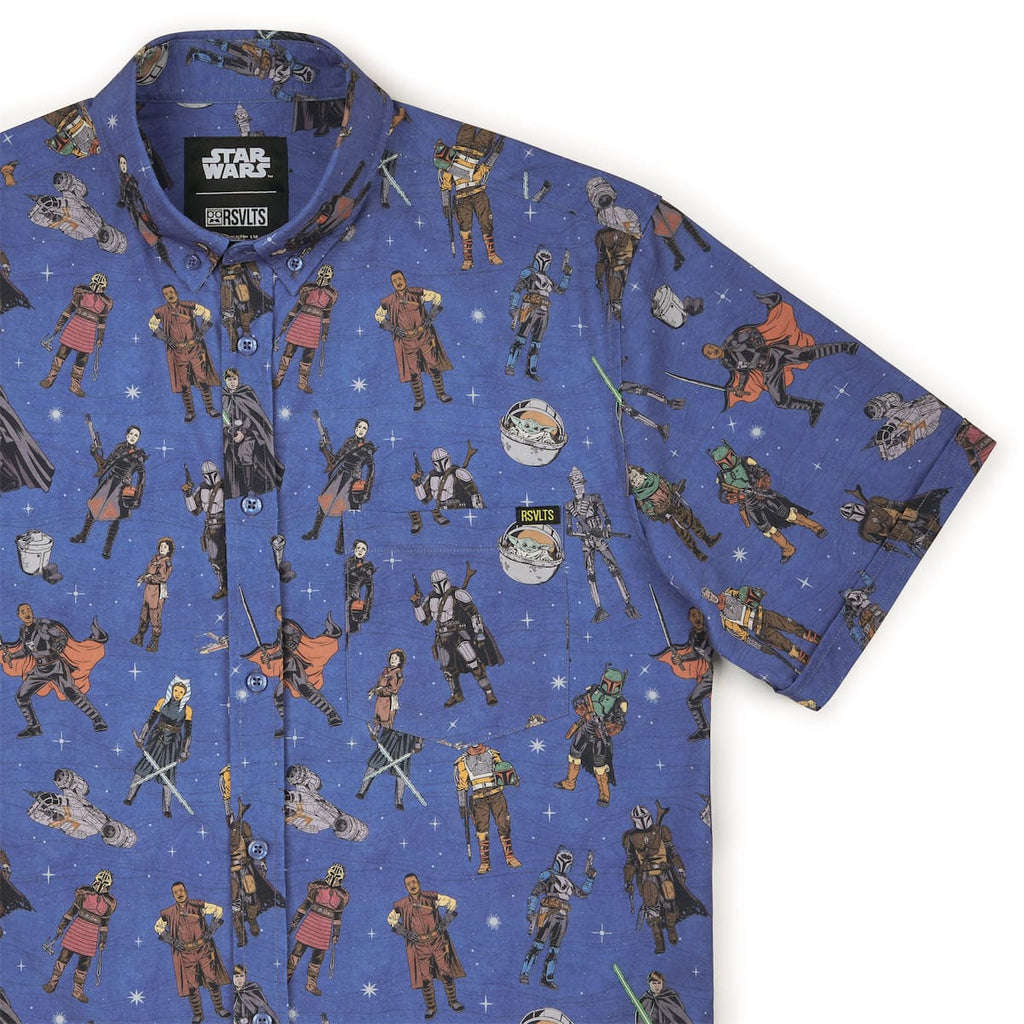 RSVLTS Retro Mando KUNUFLEX Short Sleeve Shirt in Blue — front view