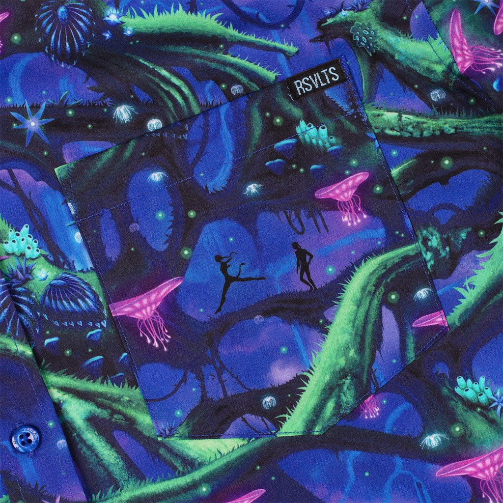 RSVLTS Na’vi Nights KUNUFLEX Short Sleeve Shirt in Blue — detail 5