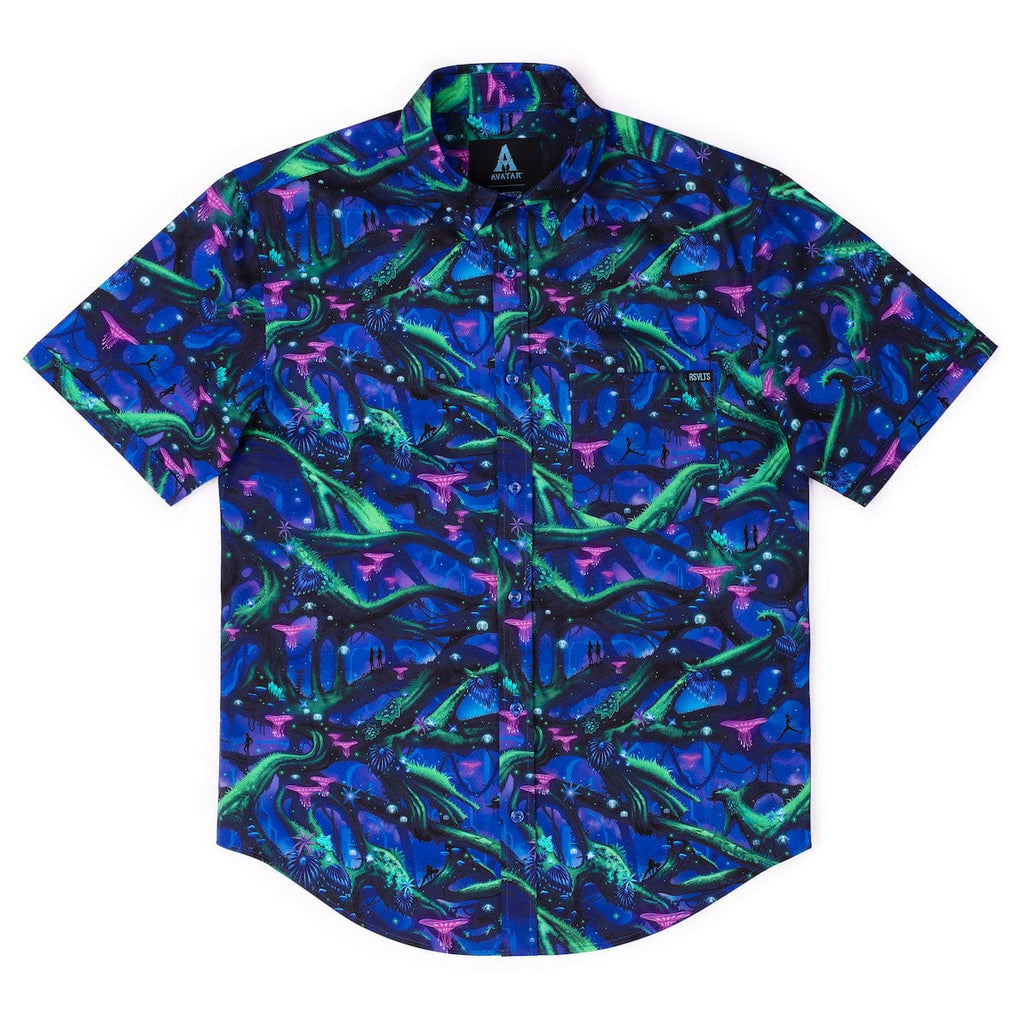 RSVLTS Na’vi Nights KUNUFLEX Short Sleeve Shirt in Blue — detail 7