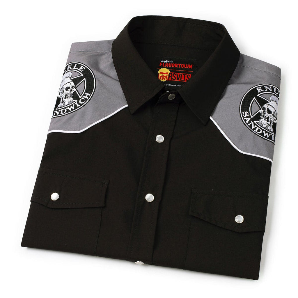 RSVLTS Knuckle Sandwich Roper Short Sleeve Shirt in Black — detail 12