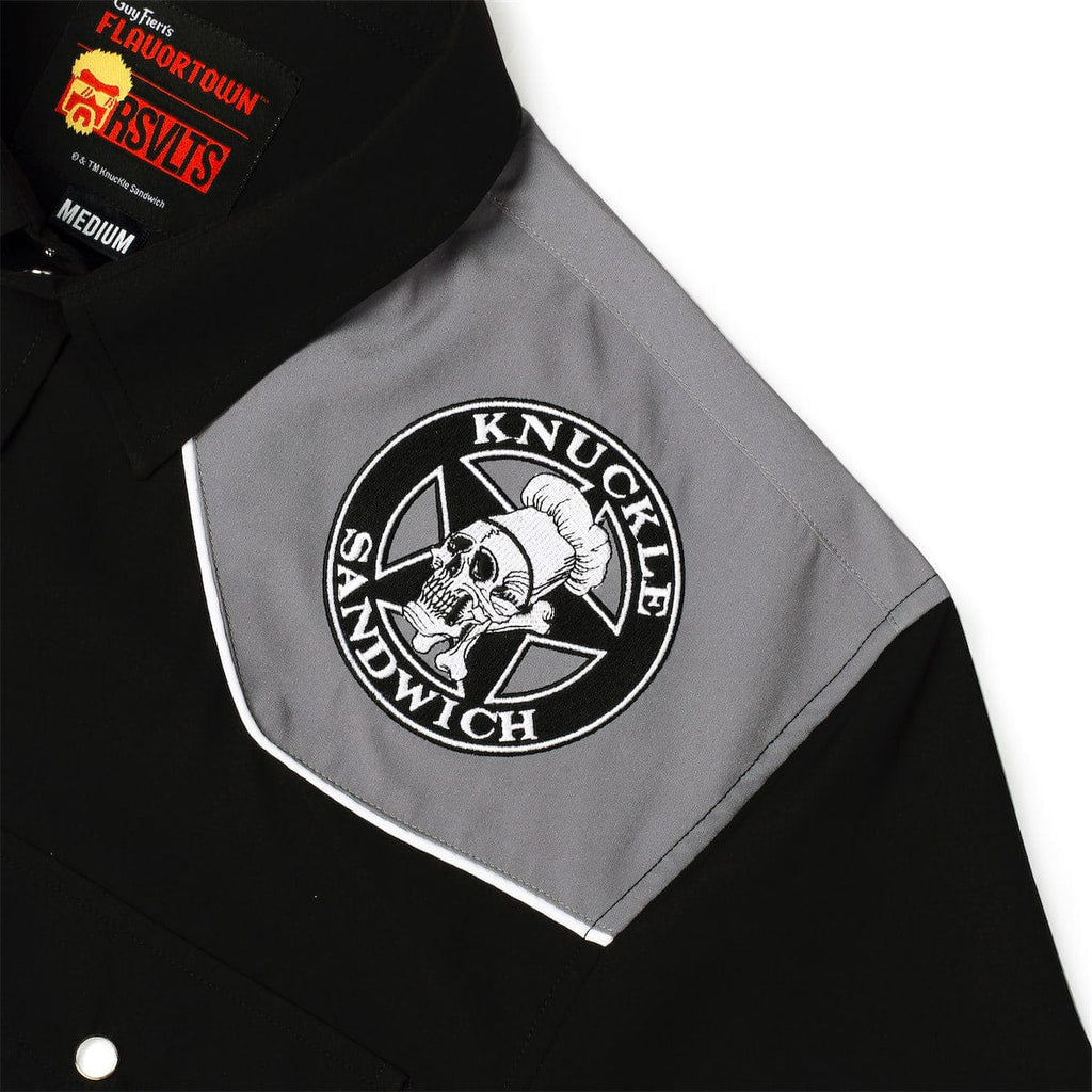 RSVLTS Knuckle Sandwich Roper Short Sleeve Shirt in Black — detail 7