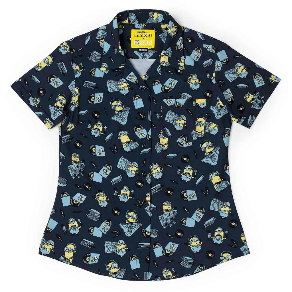 RSVLTS Minionmix Women's KUNUFLEX Short Sleeve Shirt in Blue — front view
