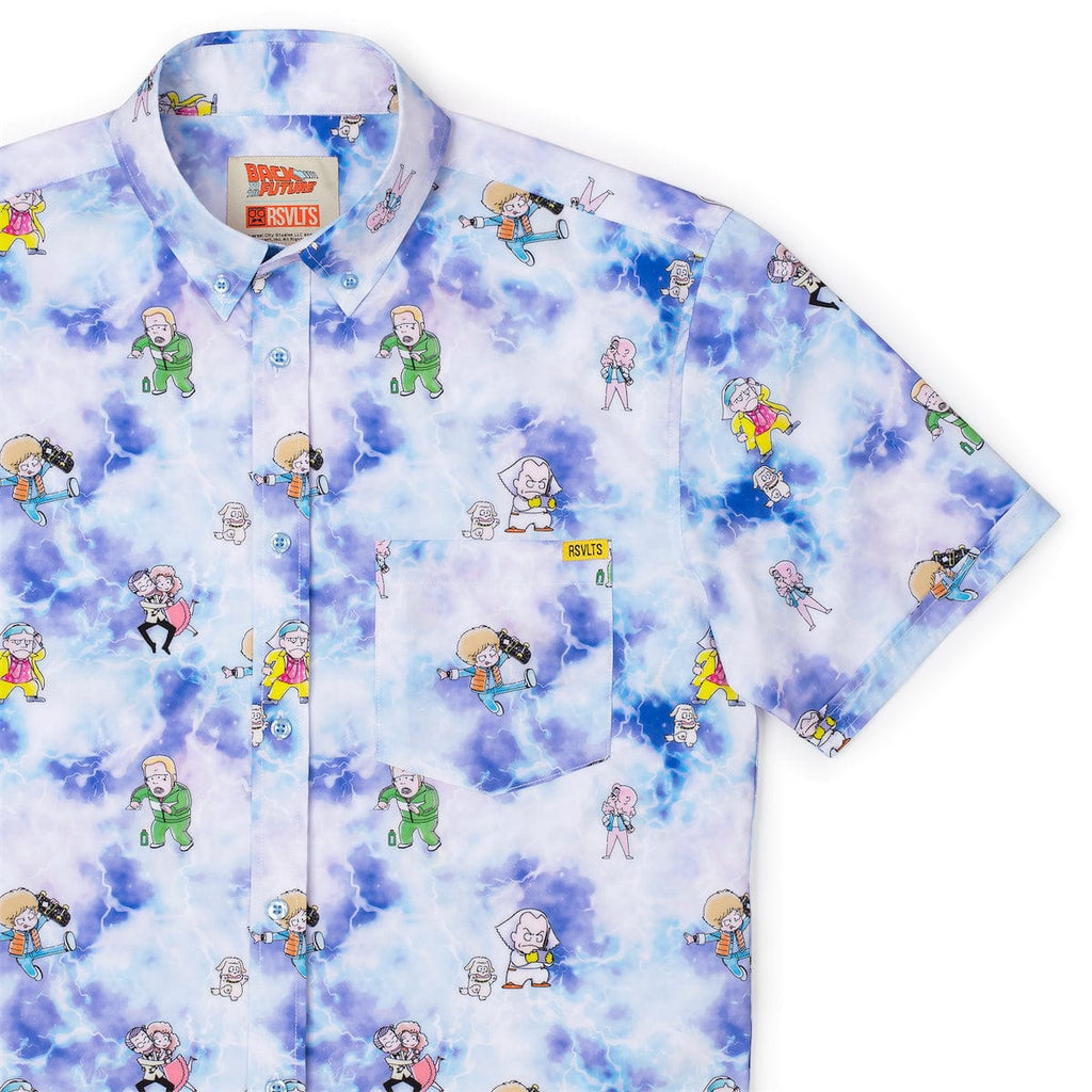 RSVLTS Gigawatt Warriors KUNUFLEX Short Sleeve Shirt in Blue — front view