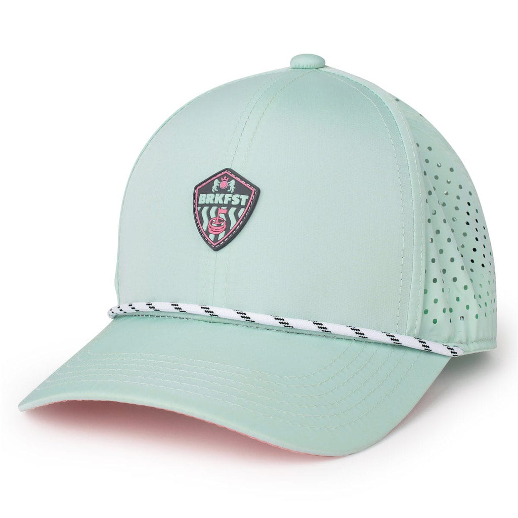 RSVLTS Tea Time City Trucker Hat in Green — front view