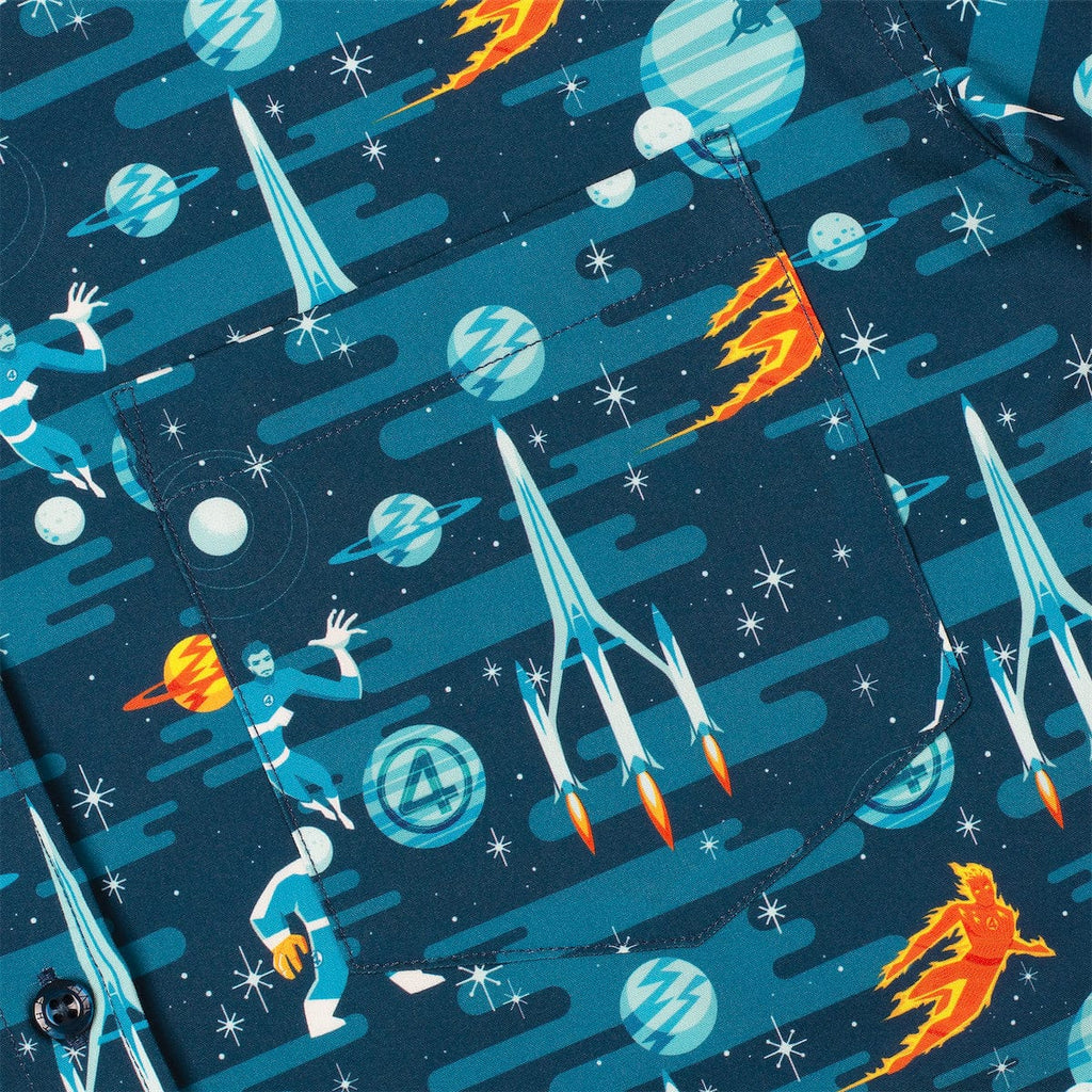 RSVLTS Cosmic Escapades KUNUFLEX Short Sleeve Shirt in Blue — detail 4