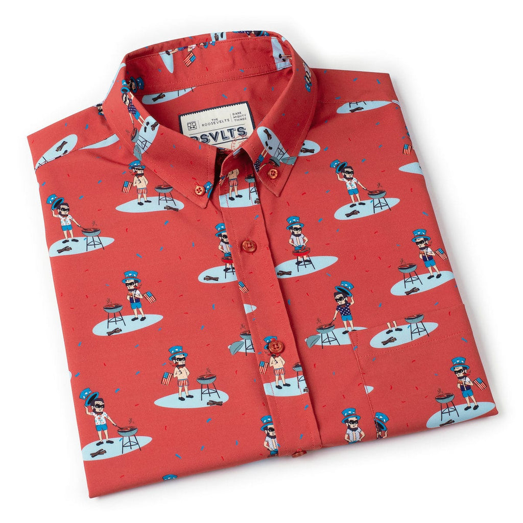 RSVLTS Lincoln Dogs KUNUFLEX Short Sleeve Shirt in Orange — detail 8