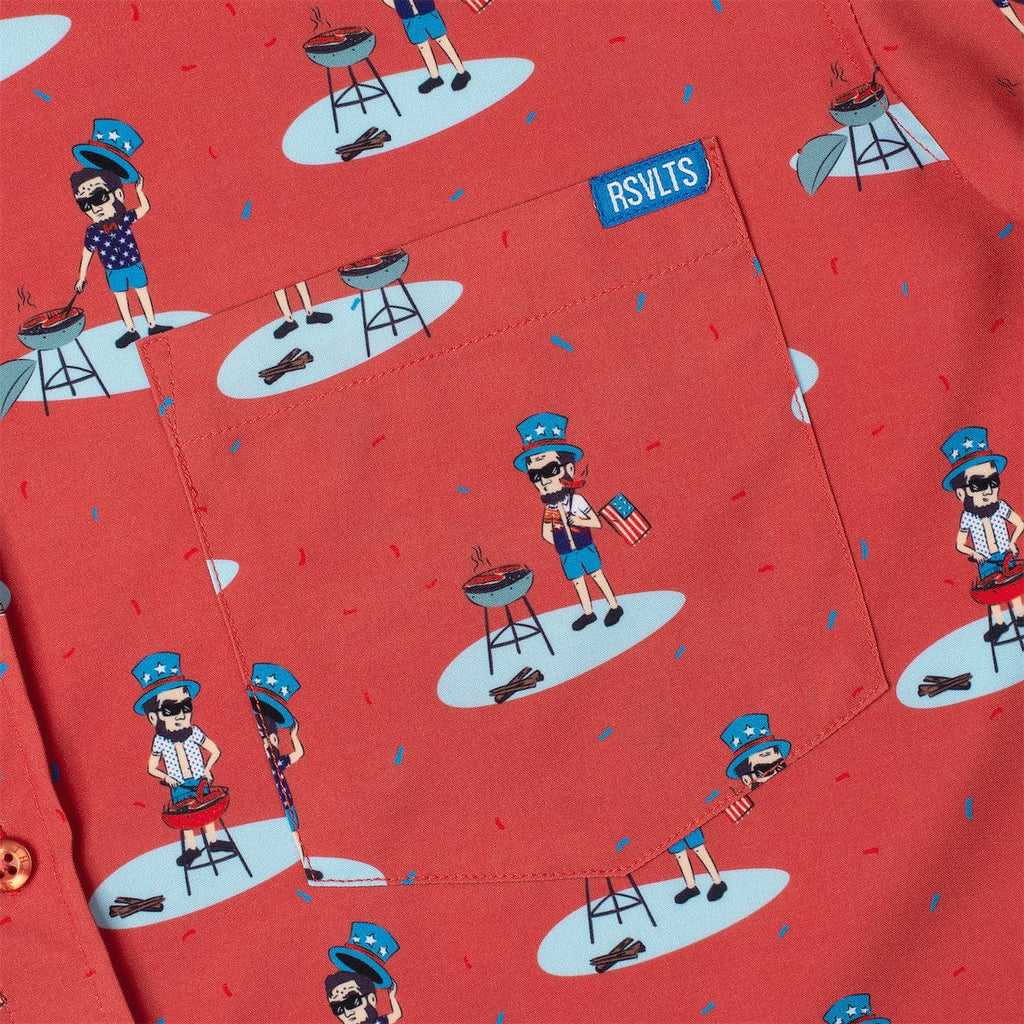 RSVLTS Lincoln Dogs KUNUFLEX Short Sleeve Shirt in Orange — detail 4