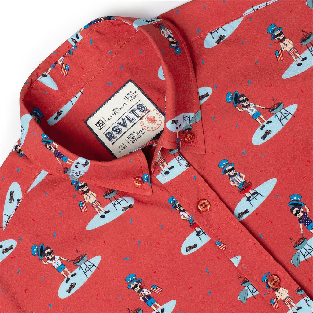 RSVLTS Lincoln Dogs KUNUFLEX Short Sleeve Shirt in Orange — detail 7
