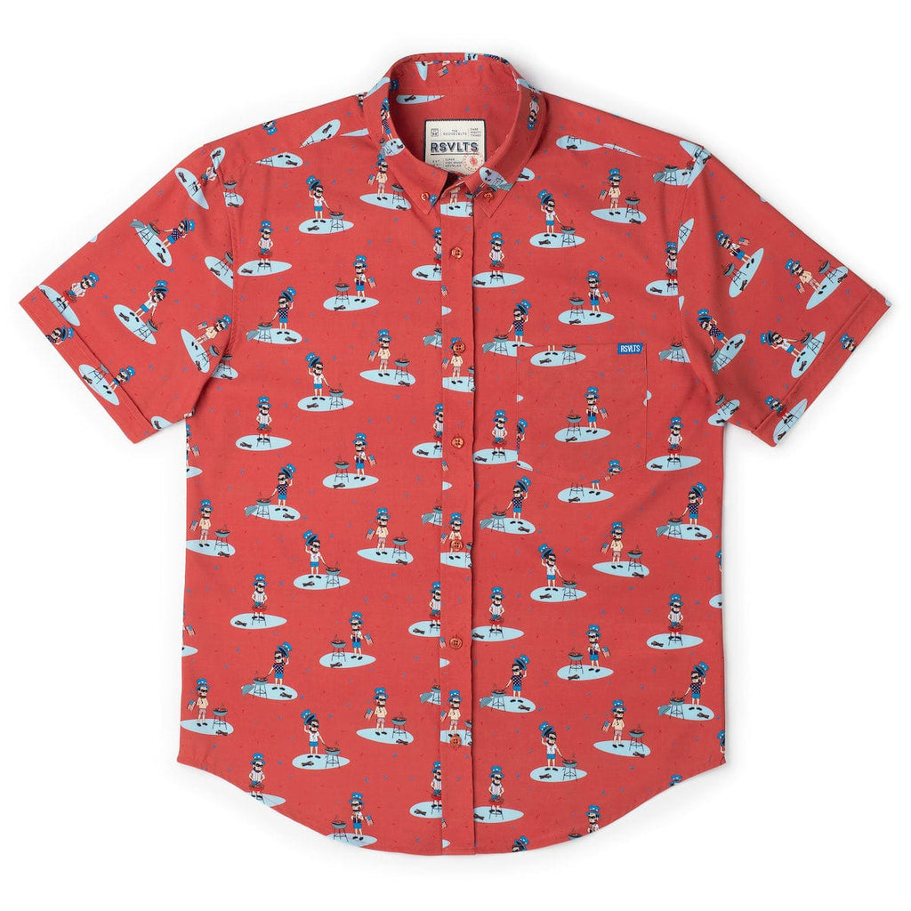 RSVLTS Lincoln Dogs KUNUFLEX Short Sleeve Shirt in Orange — detail 5