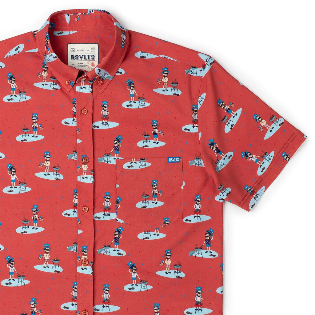 RSVLTS Lincoln Dogs KUNUFLEX Short Sleeve Shirt in Orange — detail 2