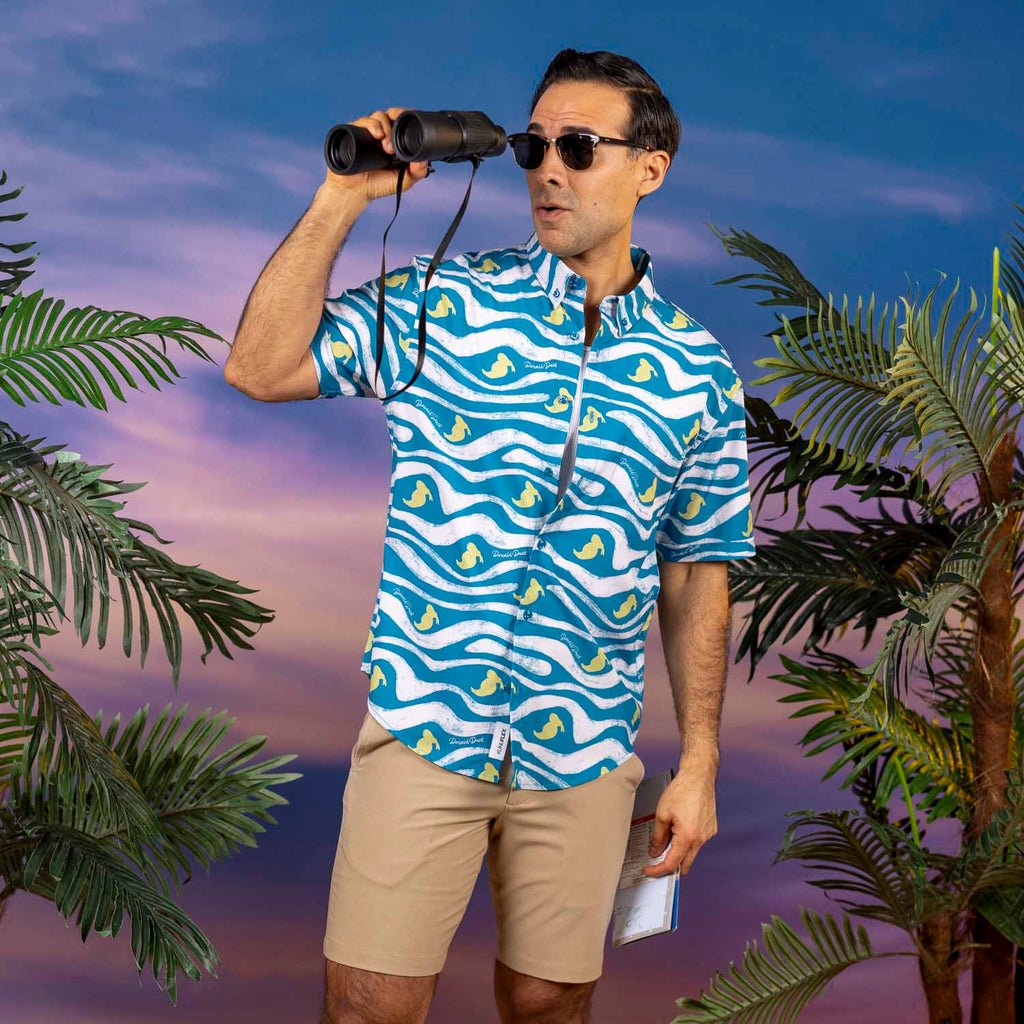 RSVLTS Beaks & Breakers KUNUFLEX Short Sleeve Shirt in Blue — detail 6