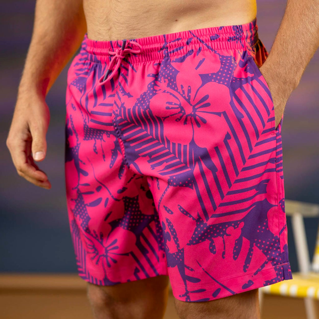 RSVLTS Lei It on Me Hybrid Shorts in Pink — front view