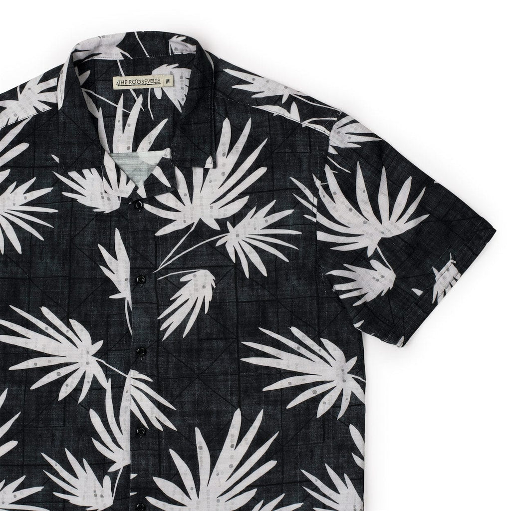 RSVLTS Deco Palms KUNUFLEX Short Sleeve Shirt in Black — front view