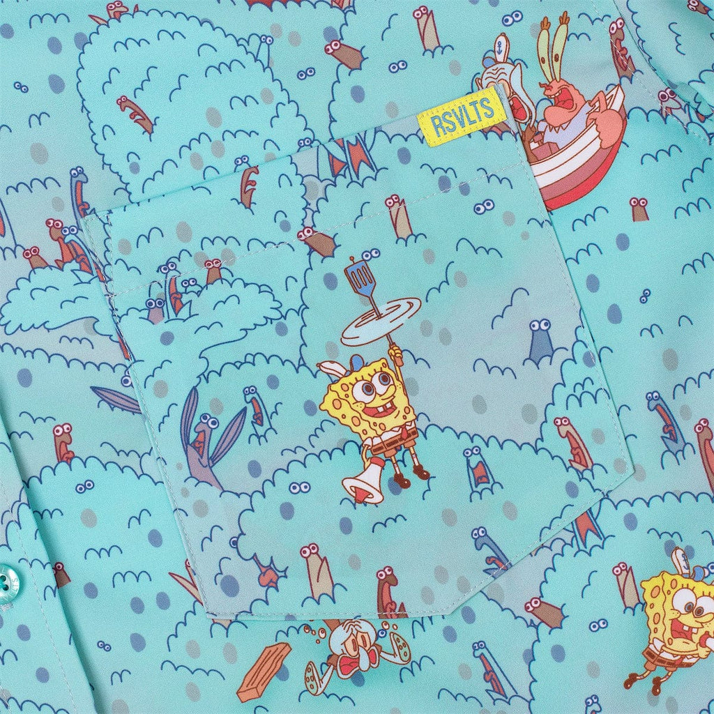 RSVLTS Meep Meep Meep KUNUFLEX Short Sleeve Shirt in Blue — detail 11