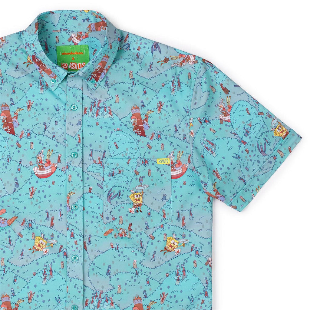 RSVLTS Meep Meep Meep KUNUFLEX Short Sleeve Shirt in Blue — detail 12