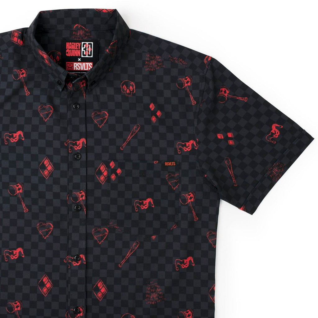 RSVLTS Jokes On You KUNUFLEX Short Sleeve Shirt in Black — front view