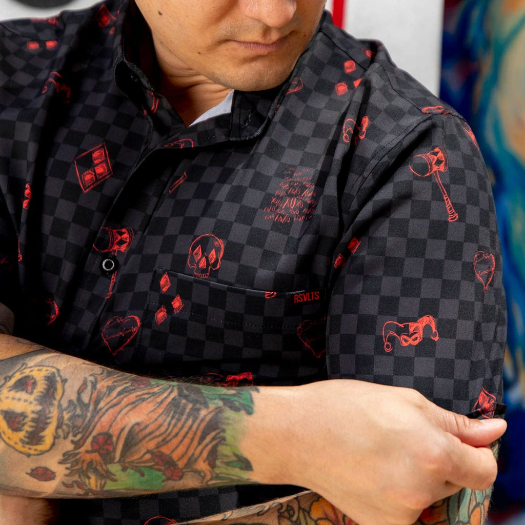 RSVLTS Jokes On You KUNUFLEX Short Sleeve Shirt in Black — detail 5