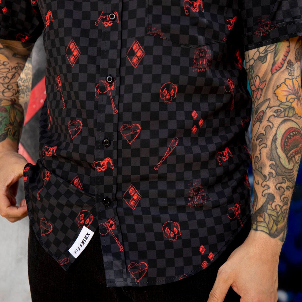 RSVLTS Jokes On You KUNUFLEX Short Sleeve Shirt in Black — detail 7