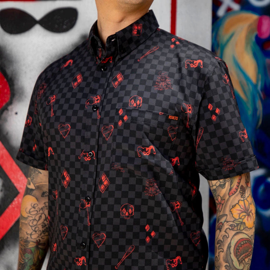 RSVLTS Jokes On You KUNUFLEX Short Sleeve Shirt in Black — detail 3