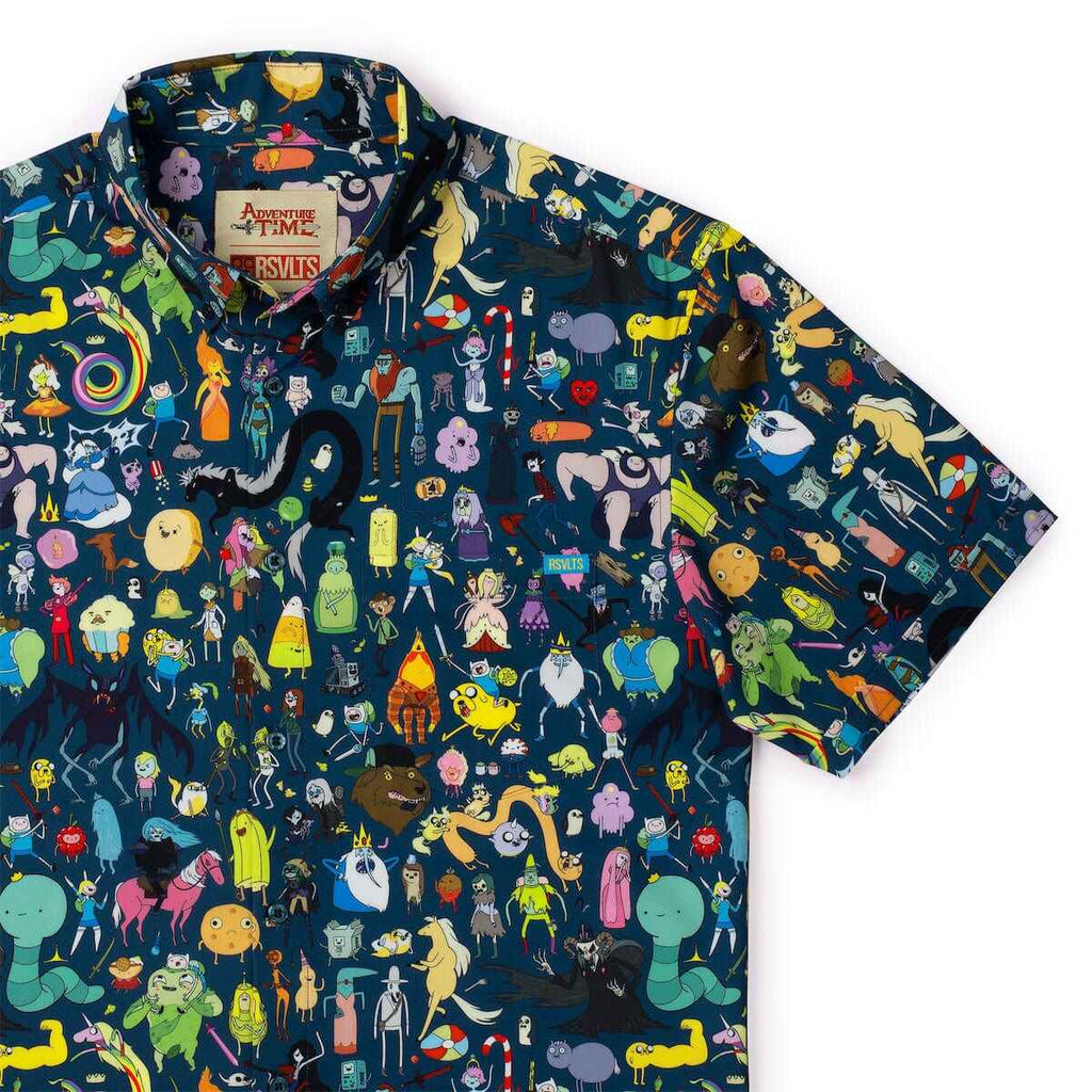 RSVLTS Who’s Who of Ooo KUNUFLEX Short Sleeve Shirt in Blue — front view